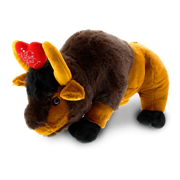 Dollibu I Love You Wild Large Buffalo Plush with Heart - 17 inches