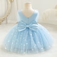 thumbnail image 4 of IBTOM CASTLE Toddler Baby Girls Shiny Butterfly Tutu Dress Princess Birthday Party Pageant Flower Girl Wedding V-Backless Dresses 2-3 Years Blue, 4 of 9