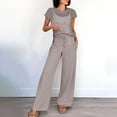 thumbnail image 2 of UYISJ Women Two Piece Outfits Crochet Sheer Knit Sweater Top Wide Leg Pants Lounge Matching Sets Sweatsuit Travel Clothes Gray L, 2 of 7