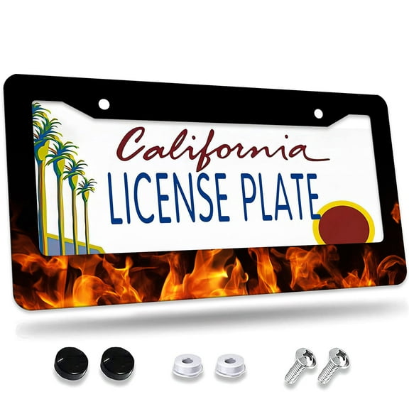 1 Pcs Flame License Plate Frame License Plate Frame,License Plate Cover for Car Decorative Parts,Aluminum License Plate Bracket Holder Rust-Proof for US Standard Car