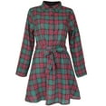 thumbnail image 3 of FANCYINN Women Long Sleeve Plaid Pattern Tunic Tops Shirt Casual Autum Dress Brushed Red & Green & Blue M, 3 of 6