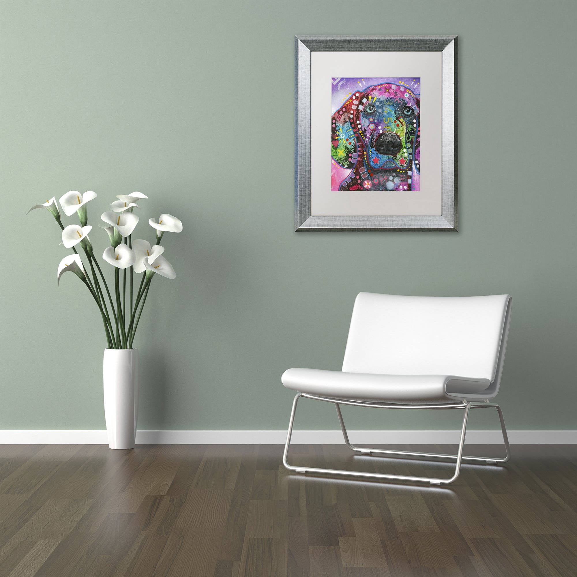 Trademark Fine Art "Purple Excitement" Canvas Art by Dean Russo, White Matte, Silver Frame