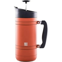 BaseCamp Coffee Press - Double Wall Insulated Stainless Steel - Bru-Stop Technology, No Grounds in Coffee, No Spill Lid (Red Rock, 48 fl.oz)