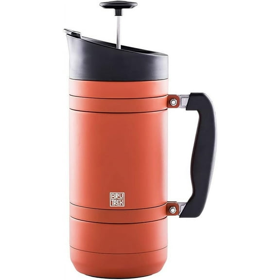 BaseCamp Coffee Press - Double Wall Insulated Stainless Steel - Bru-Stop Technology, No Grounds in Coffee, No Spill Lid (Red Rock, 48 fl.oz)