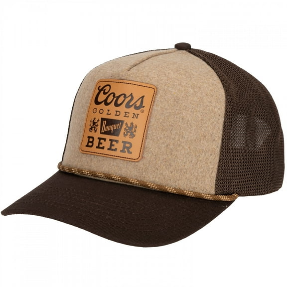 Coors 887597 Banquet Golden Beer Leather Patch Logo Trucker Hat
