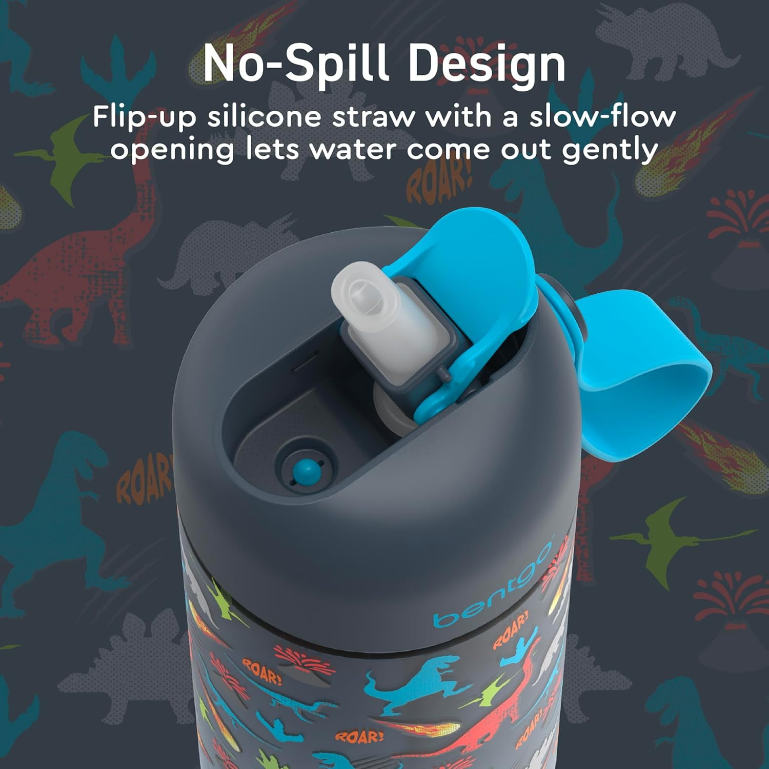 Kids Water Bottle 15 oz Durable Tritan Dinosaur | Leak-Proof, BPA-Free, Cup for Kids/Toddlers Ages 3+, Safe Sip Spout, Carrying Handle, Dishwasher Safe, for School, Sports, Daycare & Camp