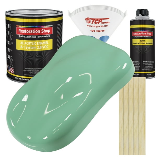 Restoration Shop Light Aqua Acrylic Enamel Auto Paint, Complete Gallon Paint Kit, Single Stage