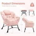 thumbnail image 4 of OMNIBERG Lazy Chair with Folding Ottoman, Oversized Comfy Lounge Chair with Armrests and Side Pocket for Reading, Relaxing, and Napping, Perfect for Living Room, Bedroom or Office, Pink, 4 of 9