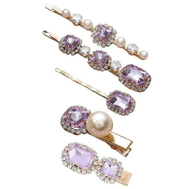 5Pcs Rhinestone Hair Clips Fashionable Hair Fixing Clips Hair Accessory (Random Style)