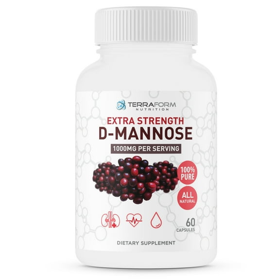 Terraform Nutrition D-Mannose Supplement - Urinary Tract Cleanse & UTI Support - 1000mg Per Serving - 60 Caps
