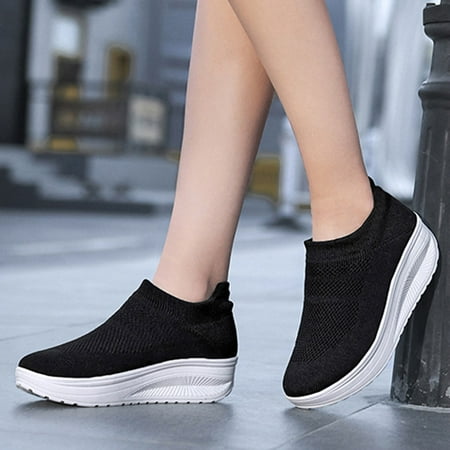 

YTJX Women s Shoes Fashion Breathable Thick-soled Lightweight Mesh Overfoot Shoes Rocking Shoes Casual Sports Shoes