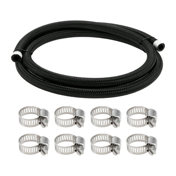Unique Bargains 3/8" Fuel Line Kit 6ft Vacuum Hose Automotive Fuel Hose with 8 Clamps 1 Set