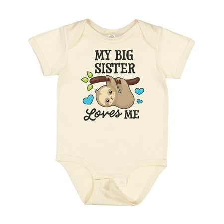 

Inktastic My Big Sister Loves Me with Sloth and Hearts Gift Baby Boy or Baby Girl Bodysuit