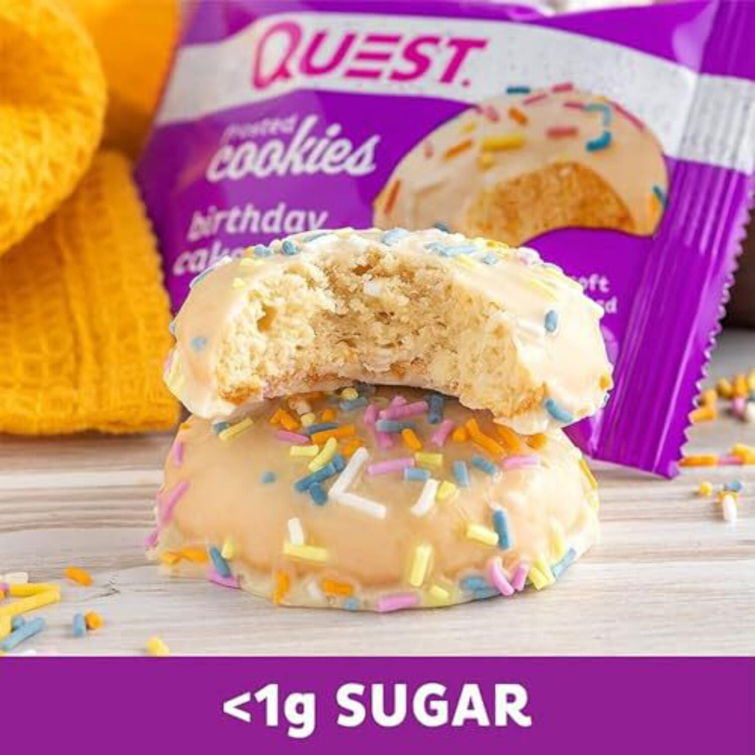(6 pack) Quest Frosted Protein Cookies, Low Carb, Gluten-Free, Birthday Cake, 8 Count