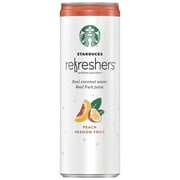 Starbucks Refreshers with Coconut Water, Peach Passion Fruit, 12 oz, 12 Pack Cans