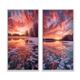thumbnail image 2 of Designart "Icy Lake Under Pastel Sunlight II" Lake Framed Wall Art Set Of 2 - Lake House Yellow Framed Canvas Set For Living Room Decor, 2 of 6