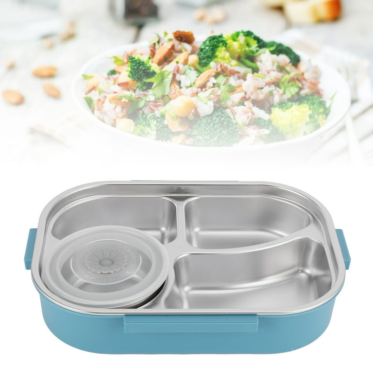 Container Sets,Stainless Steel Insulated Tiffin Bento Box 4 Grid Prevention  Rustproof Portable Lunch Box for Adult