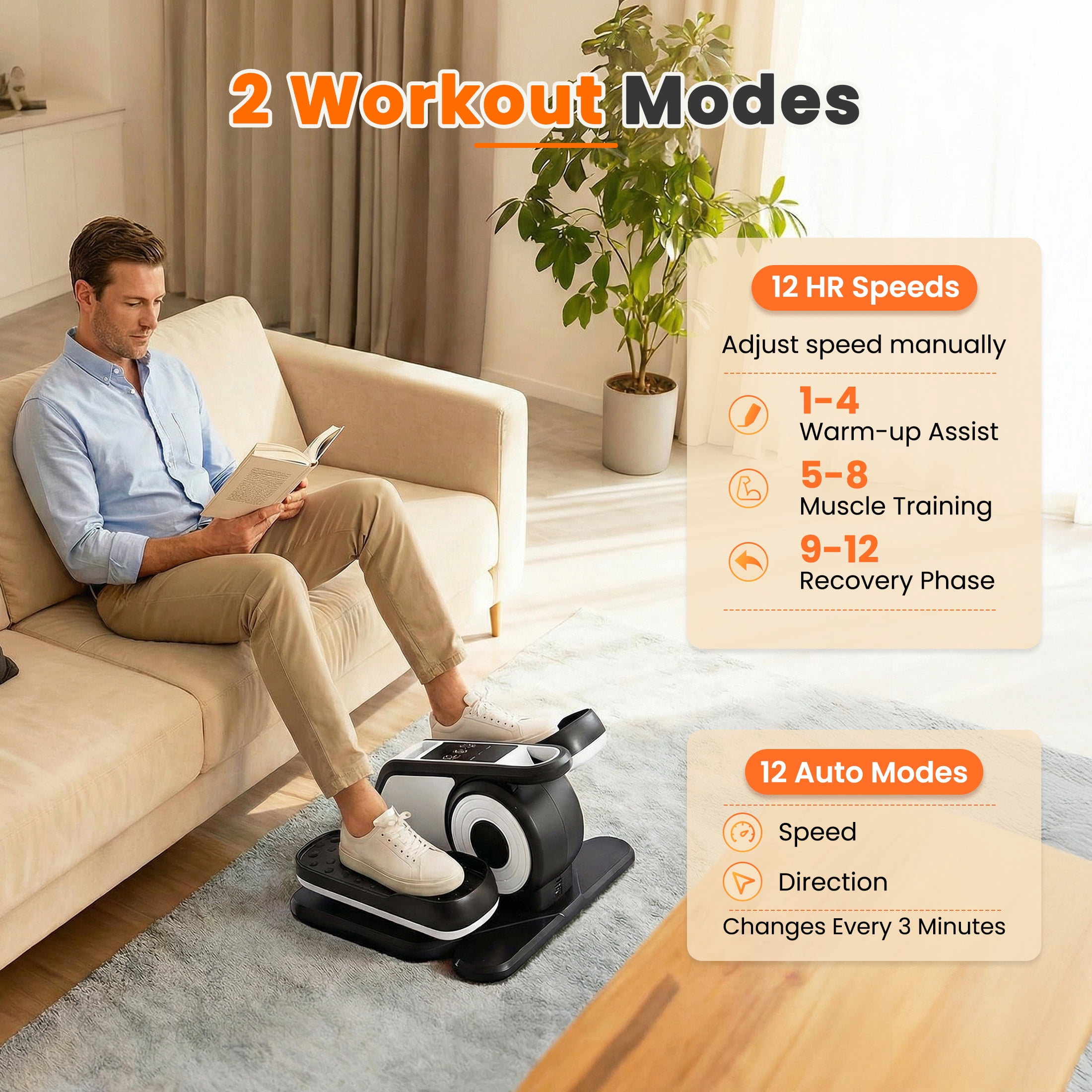 edx Under Desk Elliptical Machine, Portable Electric Leg Exerciser with Remote, Electric Seated Pedal Exerciser for Seniors, Home Office, Silver