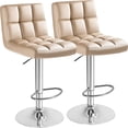 thumbnail image 1 of JJUN Bar Stools Modern Pu Leather Swivel Adjustable Hydraulic Bar Stool Square Counter Height Stool Set of 2 (Khaki), 1 of 8