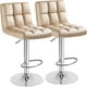 thumbnail image 1 of JJUN Bar Stools Modern Pu Leather Swivel Adjustable Hydraulic Bar Stool Square Counter Height Stool Set of 2 (Khaki), 1 of 8