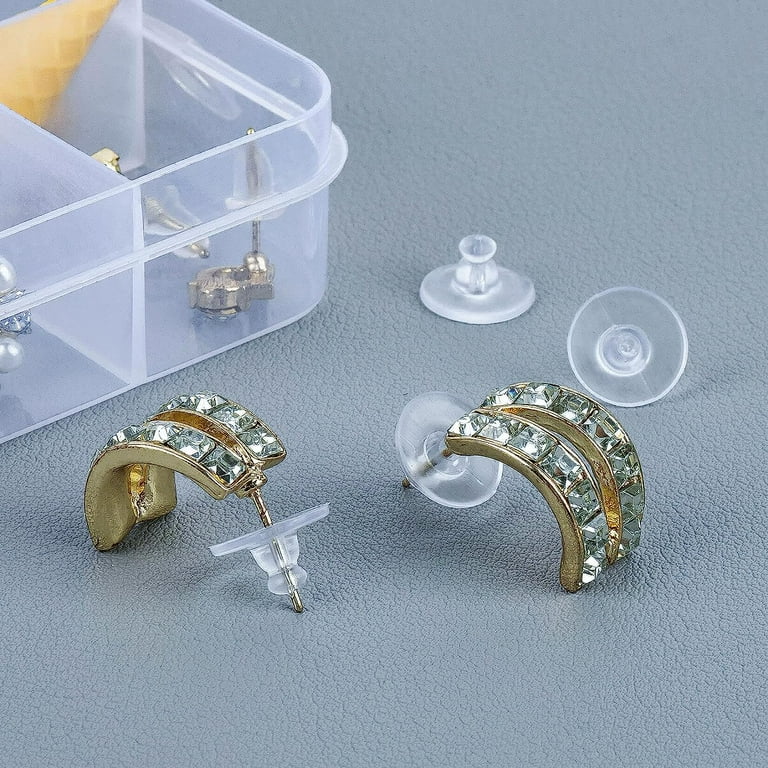500 Pcs Back Earrings Rubber Earring Backs Soft Silicone, Clear