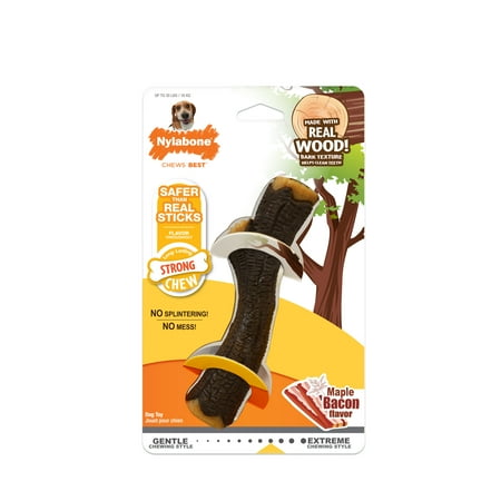 UPC: 0018214843832 | Nylabone Strong Chew Real Wood Chew Stick Mable Bacon Flavor Wolf