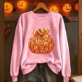 thumbnail image 2 of Kaliqueen Halloween/Thanksgiving Sweatshirts for Women Sequin Pumpkin Print Crewneck Pullover Tops Long Sleeve Fall Holiday Outfits, 2 of 6