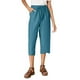 thumbnail image 3 of Pantalones 3/4 de mezcla de lino para mujer - Cintura con cordón, color liso, bolsillos laterales - Pantalones cómodos e informales, 3 of 7