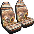 thumbnail image 3 of XYZCANDO Thick Car Front Seat Covers Trucks Cars SUV, Stretchy Anti-Scratch Car Seat Covers 2 Pack Polyester Highland Cow with Sunflower Pattern, 3 of 10