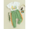thumbnail image 2 of Toddler Baby Boy Birthday Outfit 1st-5th Dinosaur Print Romper/Shirt Pant Set 1 2 3 4 5 Years Old Birthday Clothes, 2 of 7