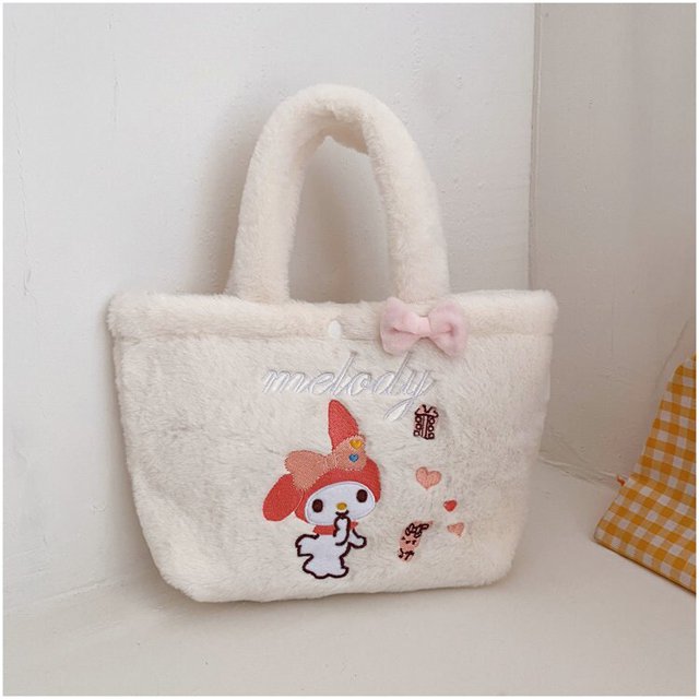 Bolso bonito de Hello Kitty para mujer, bolsa de felpa Kuromi Cinnamoroll My Melody, monederos y bolsos, Mini bolsa Kawaii Sanrio, regalos de cumpleaños