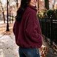 thumbnail image 5 of Fleece Jacket Women Solid Color Stand Collar Zip Up Fuzzy Short Coat with Pockets for Fall Daily Wear and Casual Outings, 5 of 8