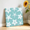 thumbnail image 3 of Canvas Wall Art, Coastal Starfish Framed Canvas Prints for Bathroom Desk, Seafoam Blue Nautical Vintage Marine Life Small Gallery Wrapped Wall Decor for Home Office, Gifts, 8"x8" Ship Next Day, 3 of 9