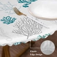 thumbnail image 4 of Nautical Coral Teal Sea Turtle Fitted Round Tablecloths Table Covers 45"-54",Waterproof Table Cloth for Kitchen Holiday Party Tables Decor, 4 of 9