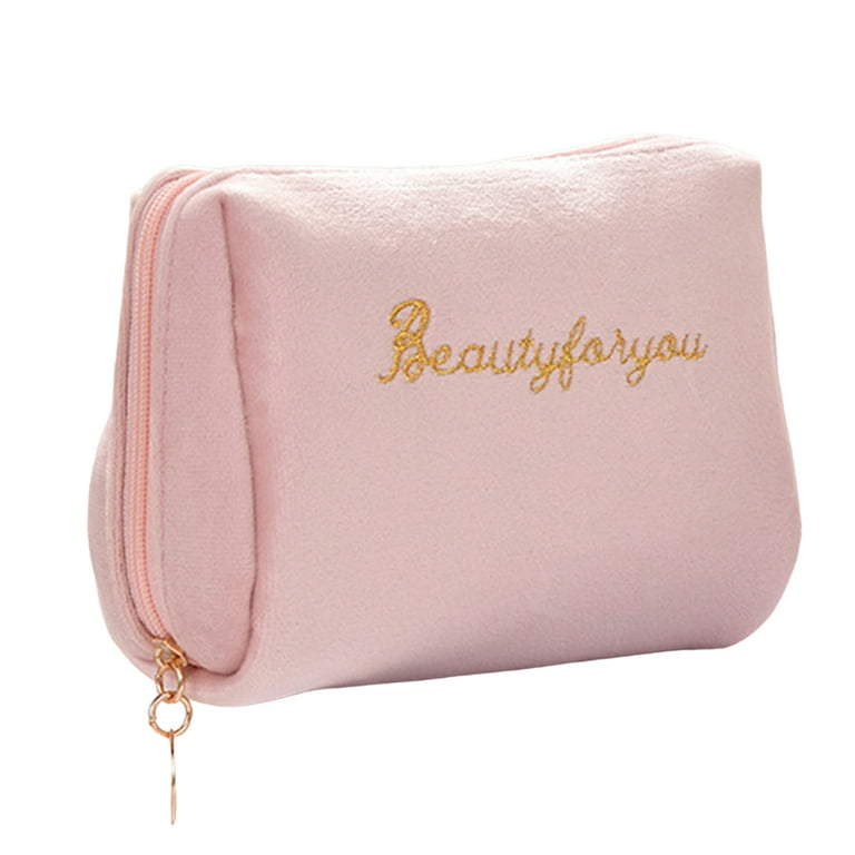 Ladies Embroidered Pink Makeup Bag