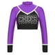 thumbnail image 5 of Sudadera para niños de manga larga con contraste de color, top deportivo para niñas, top de baile con letras estampadas, disfraz de animadora, 5 of 5