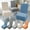 Blue, variant on amlbb Chair Covers for Dining Room Stretch Chair Slipcovers with Skirt for Kitchen Seat Protectors Wedding Banquet Decor Kids Spandex Fabric Washable on Clearance