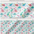 thumbnail image 2 of Soimoi White Cotton Cambric Fabric Aster Flower & Dinosaur Kids Fabric Prints By Yard 56 Inch Wide, 2 of 7