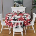 thumbnail image 2 of Red Mushroom Line Black Pattern Round Tablecloth 60"x60",Wrinkle Wipeable Table Cloth for Kitchen Dining Room Picnic Patio Party, 2 of 6