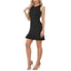 thumbnail image 2 of Vestido de mujer INSPIRE CHIC de punto acanalado, sin mangas, ajustado, con volantes en el dobladillo, mini vestido, color negro, 2 of 6