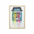 thumbnail image 1 of Groovy Wall Art with Frame, Hippie Van Dripping Rainbow Paint Old Days Pop Culture Vacation Transport, Printed Fabric Poster for Bathroom Living Room, 23" x 35", Grey Multicolor, by Ambesonne, 1 of 2