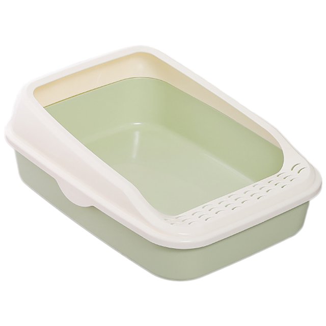 Cat Litter Box Splashproof Open Top Pet Litter Pan Kitten Potty Box for Indoor