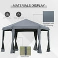 thumbnail image 3 of Outsunny 13ft x 11ft Gray Hexagonal Pop Up Outdoor Canopy, 6 Mesh Sidewall, 3 of 9