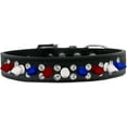 thumbnail image 5 of Pet and Dog Spike Collar, "Double Crystal  Red, White and Blue Spikes", 5 of 5