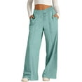 thumbnail image 6 of Fashion Simple Series Solid Color Pants for Women Leisure Loose Wide Leg Pants Comfy Straight Leg Pants with Strap Pockets, 6 of 7