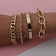 thumbnail image 2 of Juego de 4 pulseras de cadena de plata y oro bohemio delicadas para mujer, ajustables, con cuentas, cadena de cable plana gruesa, pulseras punk, joyería para mujeres y niñas, juego de regalo de 4 (dorado) oso de fresa  Electrónica, 2 of 4