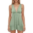 thumbnail image 1 of Vestido de verano sin mangas con cuello en V y corte en A para mujer: fluido, informal, tejido de lino - S-XL, 1 of 4