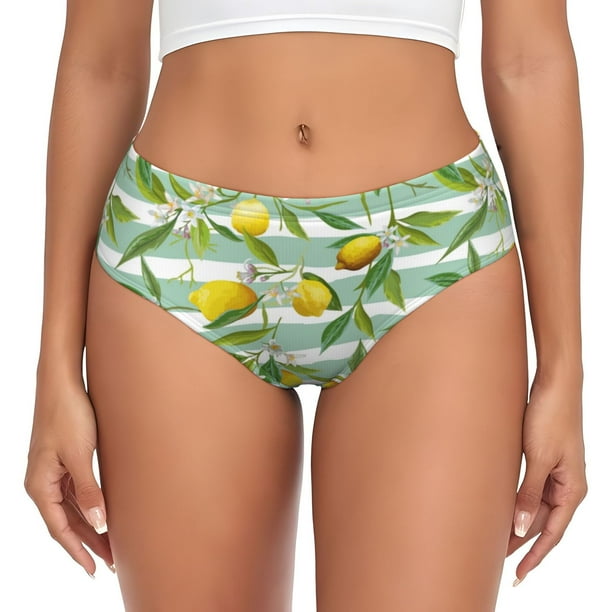 Fotbe Lemon Calzones Estampados para Mujer – Ropa Interior de Algodón, Cómoda, Suave y Elástica-Small