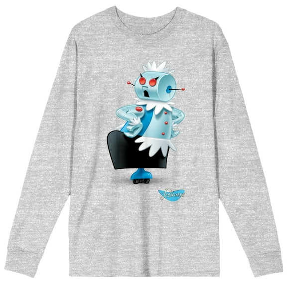 Jetsons Rosie The Robot Maid Men's Athletic Heather Long Sleeve Shirt-XX-Large