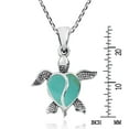 thumbnail image 4 of Love Life Sea Turtle Heart Green Turquoise .925 Sterling Silver Necklace, 4 of 6
